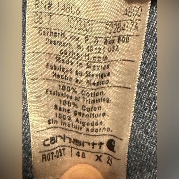 Carhartt Men's Blue Denim Overalls Size 48x30 EUC - Picture 4 of 5